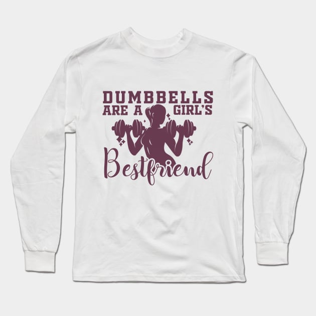 Dumbbells are a Girl's Bestfriend Long Sleeve T-Shirt by nikoruchiArt